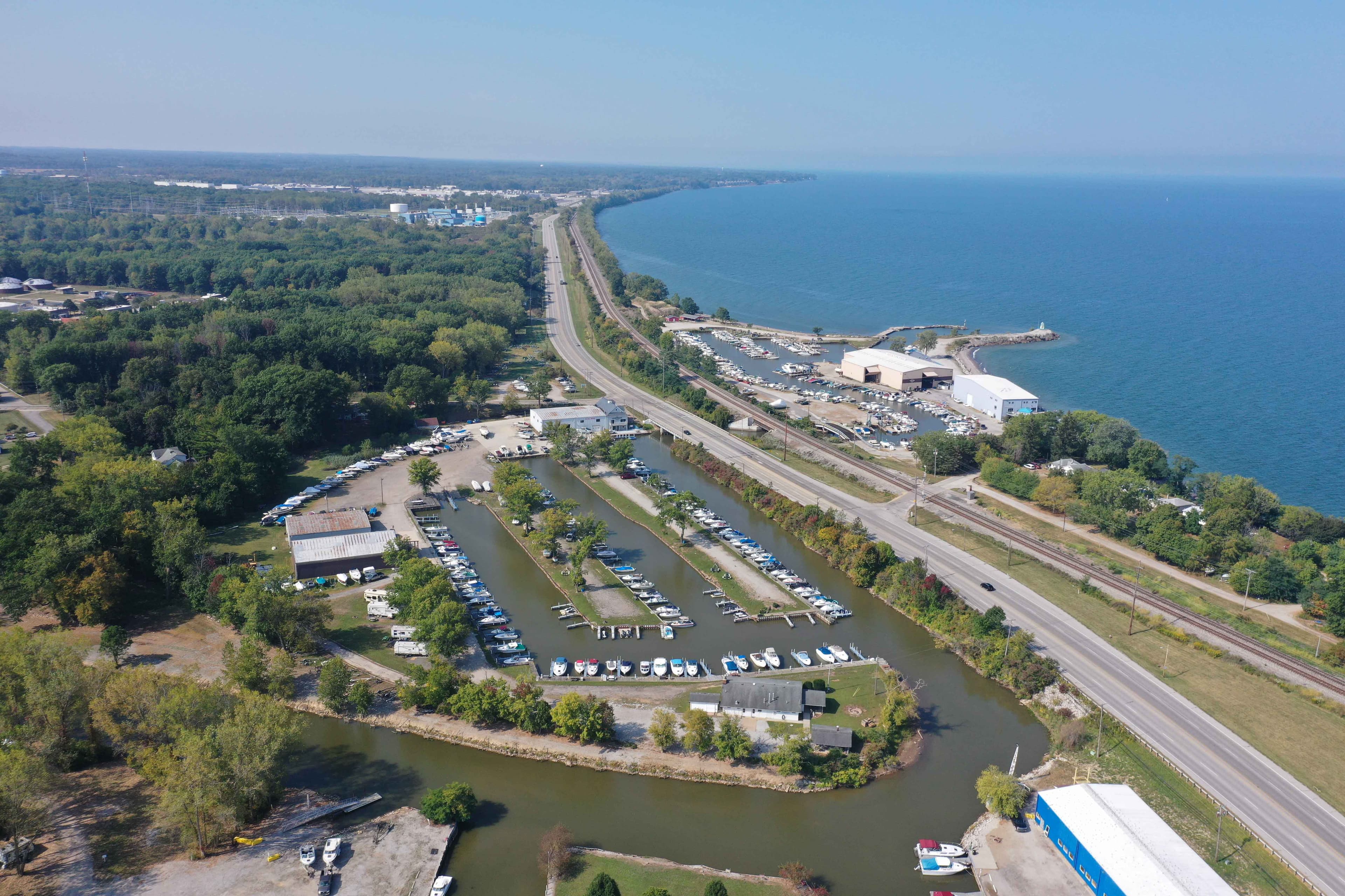 Aerial view of Beaver Park Marina